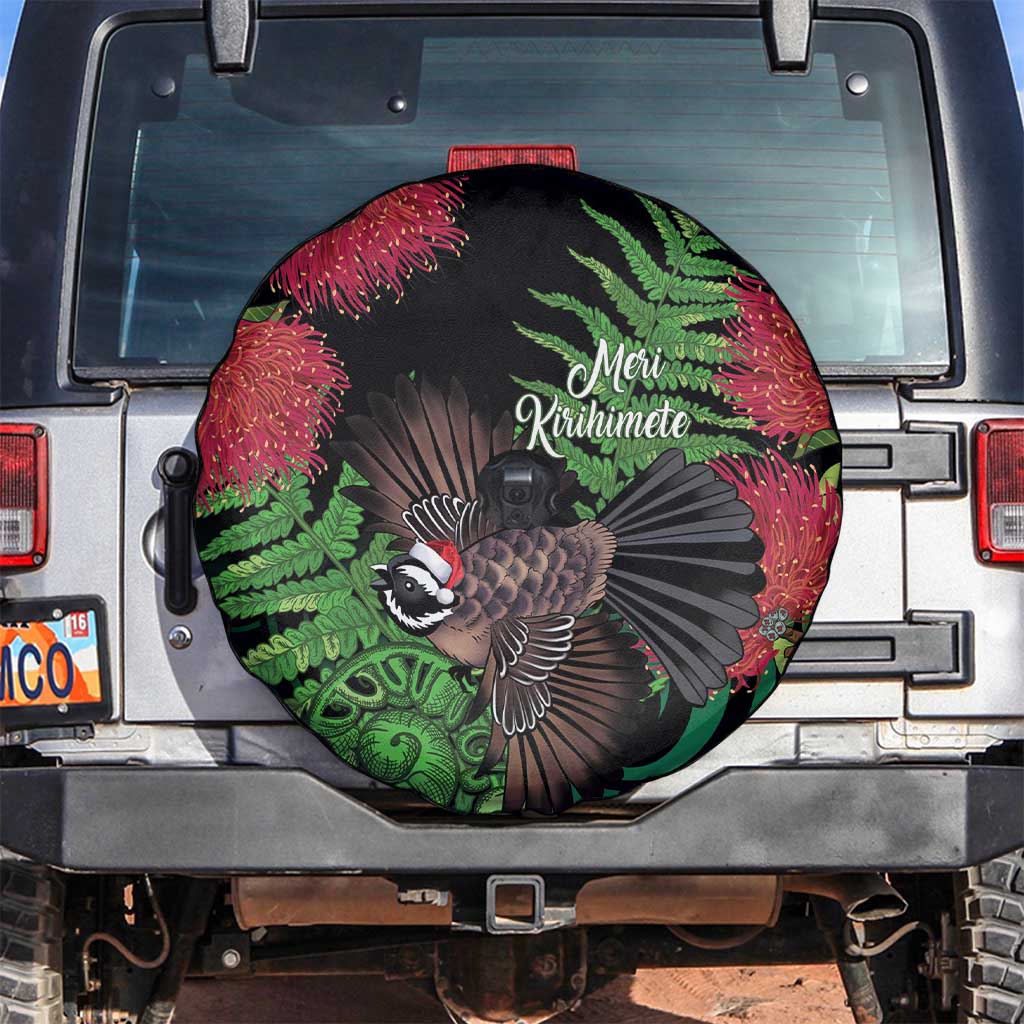 Meri Kirihimete New Zealand Spare Tire Cover Piwakawaka Koru Fern Mix Pohutukawa - Polynesian Pride