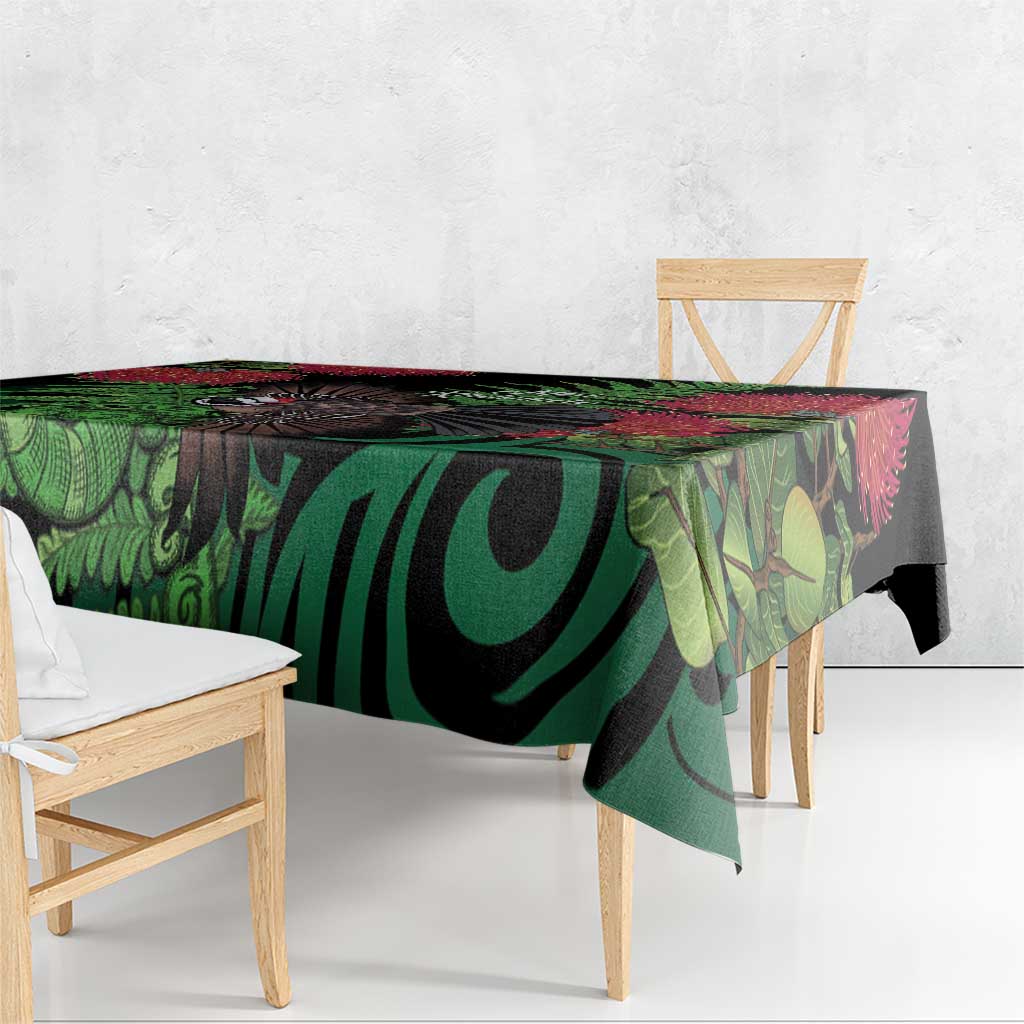 Meri Kirihimete New Zealand Tablecloth Piwakawaka Koru Fern Mix Pohutukawa - Polynesian Pride