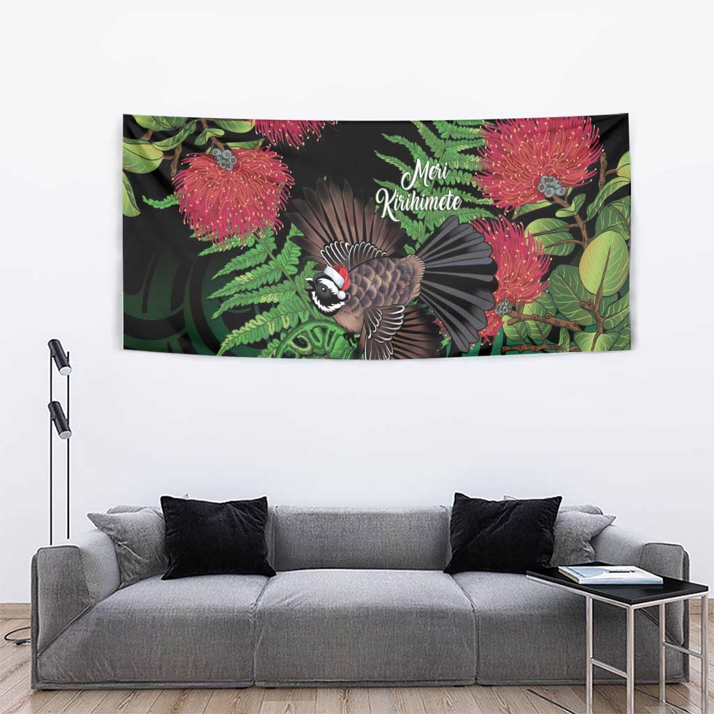 Meri Kirihimete New Zealand Tapestry Piwakawaka Koru Fern Mix Pohutukawa - Polynesian Pride