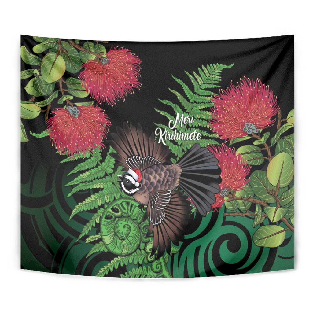 Meri Kirihimete New Zealand Tapestry Piwakawaka Koru Fern Mix Pohutukawa - Polynesian Pride