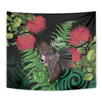 Meri Kirihimete New Zealand Tapestry Piwakawaka Koru Fern Mix Pohutukawa - Polynesian Pride