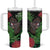 Meri Kirihimete New Zealand Tumbler With Handle Piwakawaka Koru Fern Mix Pohutukawa - Polynesian Pride