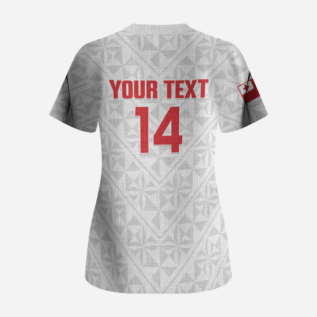 Mate Maa Tonga Rugby Custom Scrub Top 2026 Tongan Ngatu Pattern LT14 - Polynesian Pride