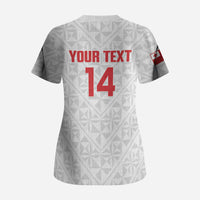 Mate Maa Tonga Rugby Custom Scrub Top 2026 Tongan Ngatu Pattern LT14 - Polynesian Pride