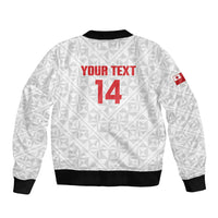 Mate Maa Tonga Rugby Custom Sleeve Zip Bomber Jacket 2026 Tongan Ngatu Pattern LT14 - Polynesian Pride
