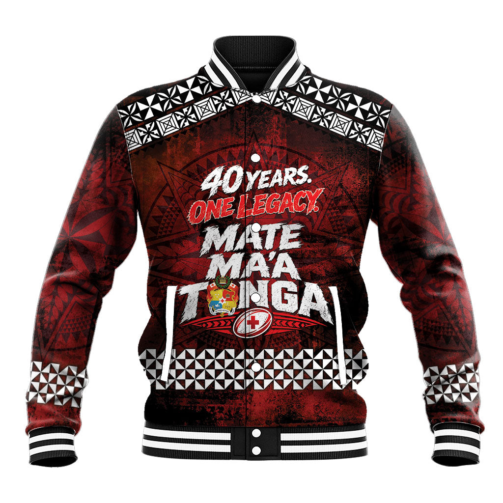 Mate Maa Tonga Rugby 2026 Baseball Jacket 40 Years Anniversary One Legacy