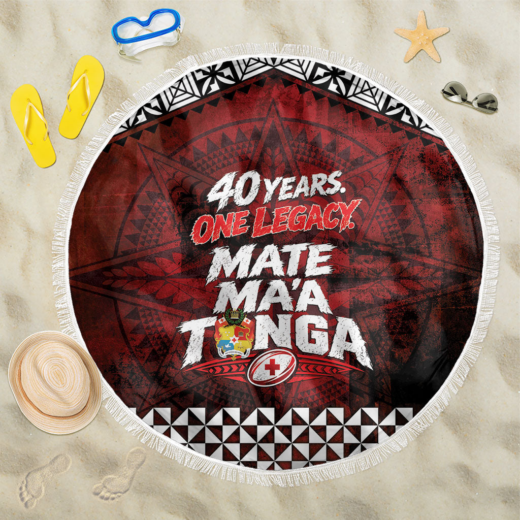 Mate Maa Tonga Rugby 2026 Beach Blanket 40 Years Anniversary One Legacy