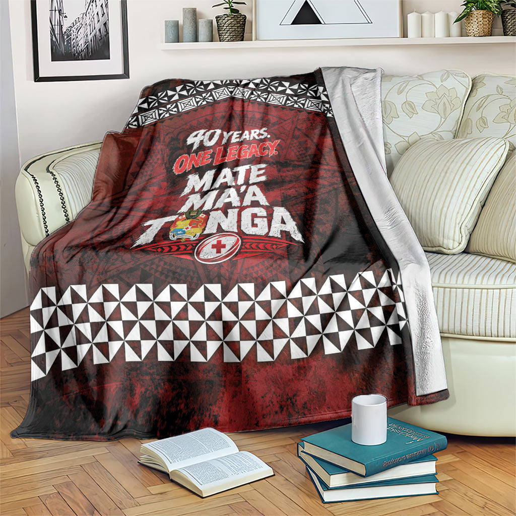 Mate Maa Tonga Rugby 2026 Blanket 40 Years Anniversary One Legacy LT14 Red - Polynesian Pride