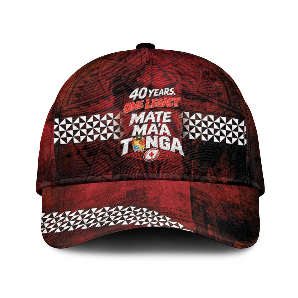 Mate Maa Tonga Rugby 2026 Classic Cap 40 Years Anniversary One Legacy LT14 Universal Fit Red - Polynesian Pride