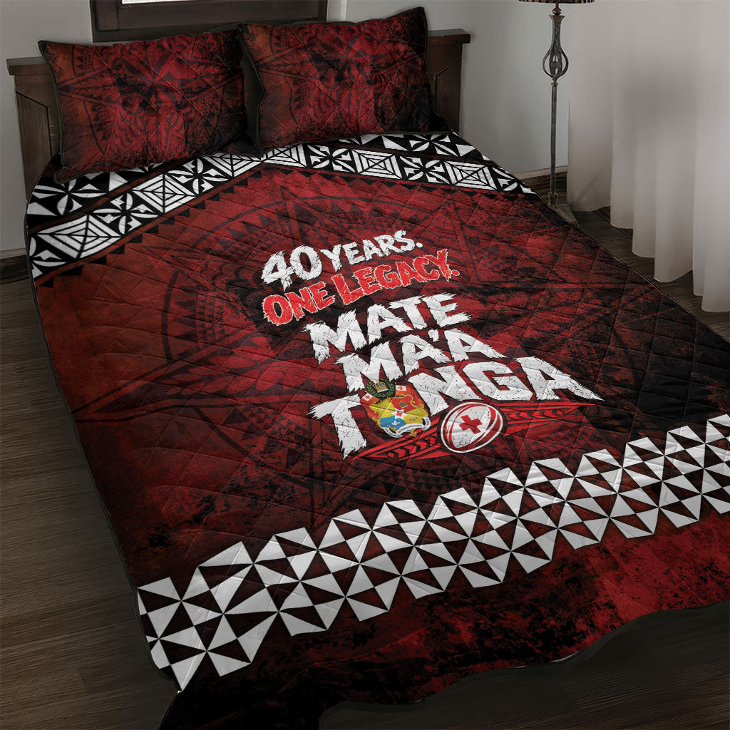 Mate Maa Tonga Rugby 2026 Quilt Bed Set 40 Years Anniversary One Legacy LT14 Red - Polynesian Pride