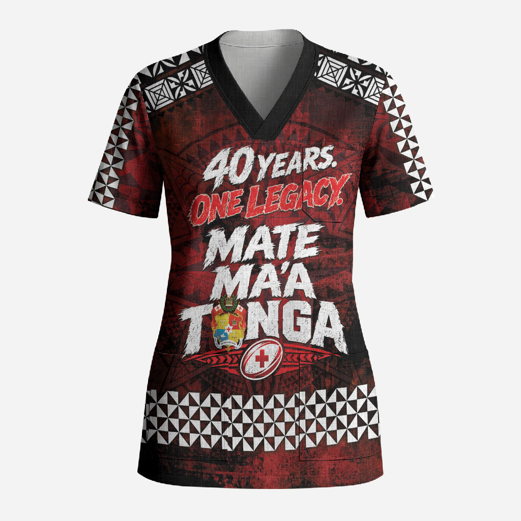 Mate Maa Tonga Rugby 2026 Scrub Top 40 Years Anniversary One Legacy