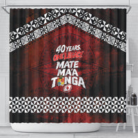 Mate Maa Tonga Rugby 2026 Shower Curtain 40 Years Anniversary One Legacy LT14 - Polynesian Pride
