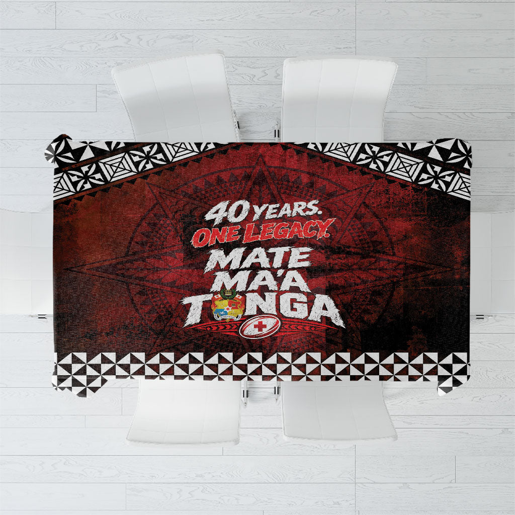 Mate Maa Tonga Rugby 2026 Tablecloth 40 Years Anniversary One Legacy LT14 Red - Polynesian Pride