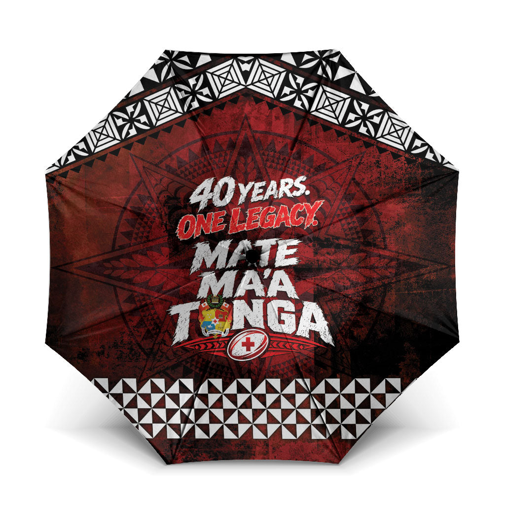 Mate Maa Tonga Rugby 2026 Umbrella 40 Years Anniversary One Legacy LT14 One Size Folded 11.42 inch Opened Diameter 37.4 inch Red - Polynesian Pride