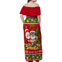 Personalised Hawaii Surfing Santa Christmas Family Matching Off Shoulder Maxi Dress and Hawaiian Shirt Tropical Pineapple Mele Kalikimaka Quilt Pattern LT14 - Polynesian Pride