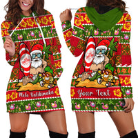 Personalised Hawaii Surfing Santa Christmas Hoodie Dress Tropical Pineapple Mele Kalikimaka Quilt Pattern LT14 - Polynesian Pride