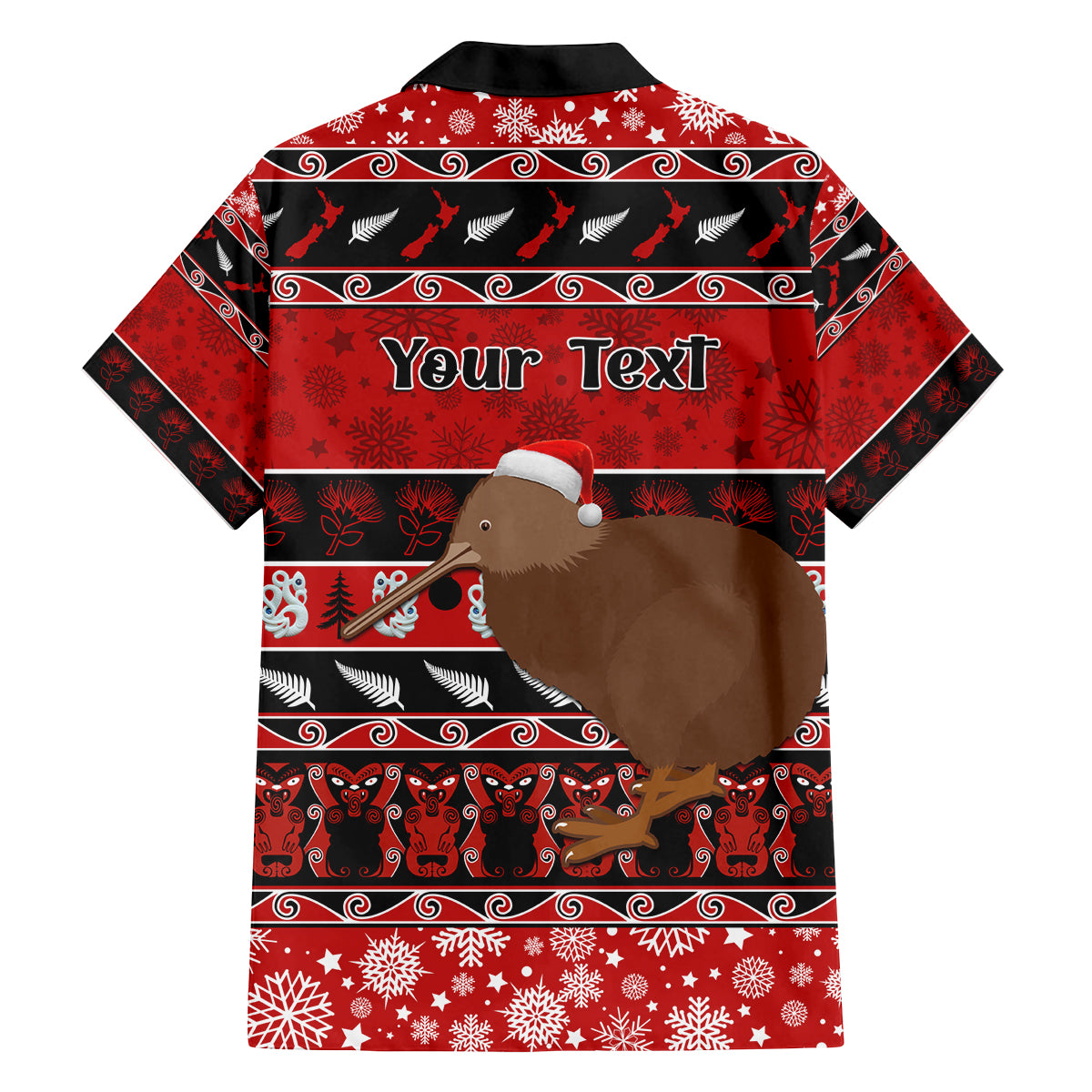 Personalised New Zealand Christmas Family Matching Long Sleeve Bodycon Dress and Hawaiian Shirt Aotearoa Kiwi Meri Kirihimete Red Version LT14 - Polynesian Pride