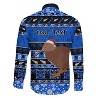 Personalised New Zealand Christmas Family Matching Off Shoulder Short Dress and Hawaiian Shirt Aotearoa Kiwi Meri Kirihimete Blue Version LT14 - Polynesian Pride