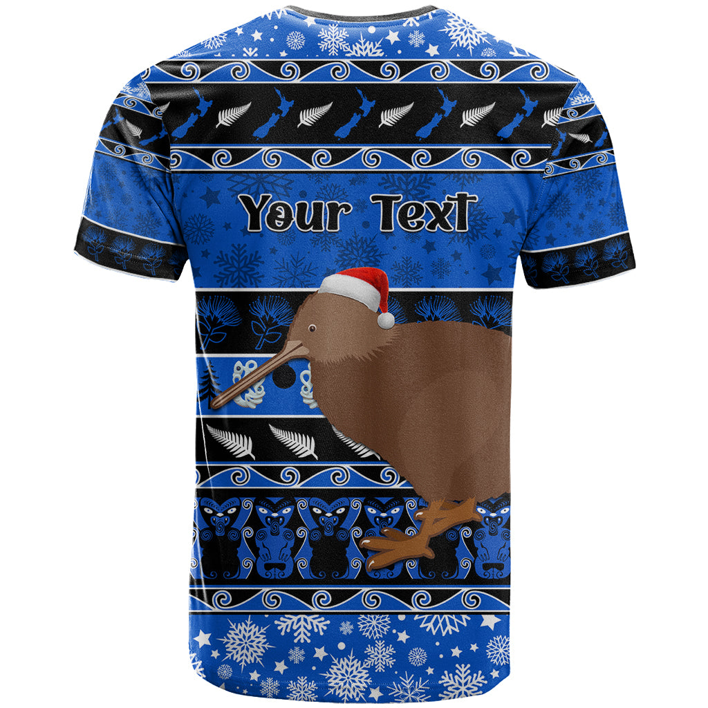 Personalised New Zealand Christmas T Shirt Aotearoa Kiwi Meri Kirihimete Blue Version LT14 - Polynesian Pride