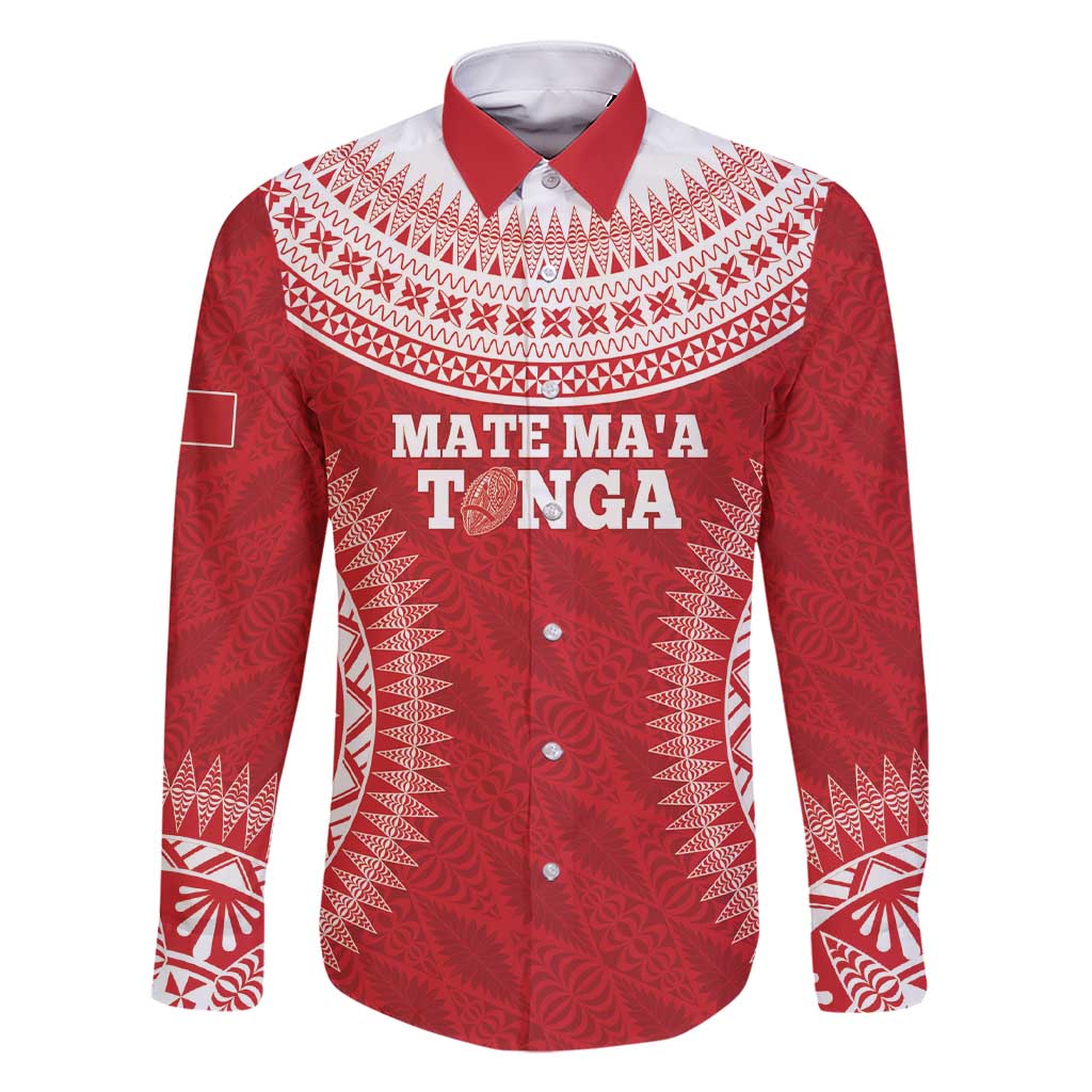 Custom Tonga Mate Maa Family Matching Short Sleeve Bodycon Dress and Hawaiian Shirt Go Champions Tongan Ngatu - Red