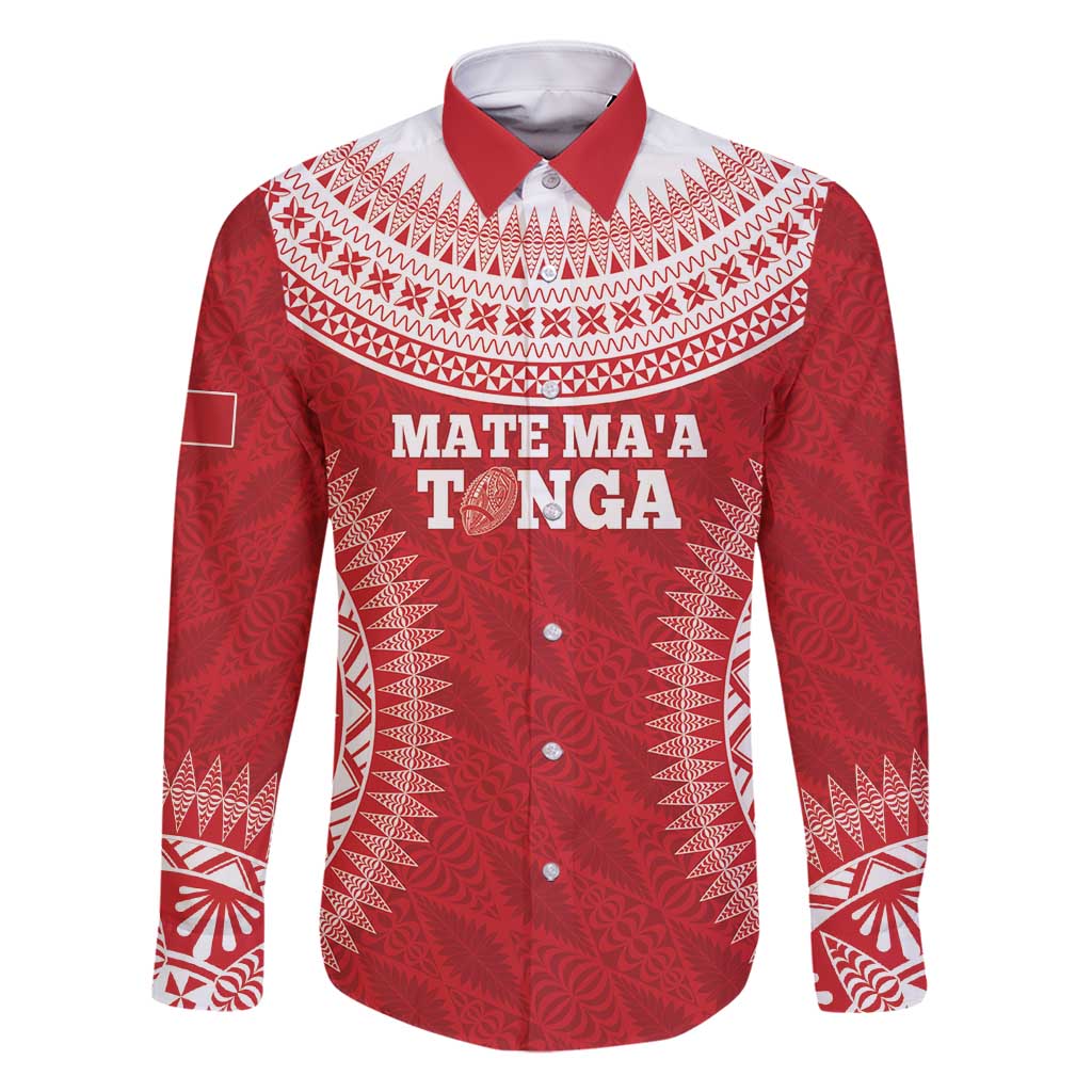 Custom Tonga Mate Maa Family Matching Tank Maxi Dress and Hawaiian Shirt Go Champions Tongan Ngatu - Red