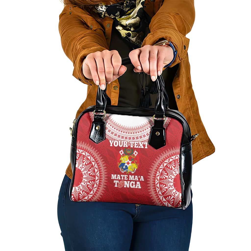 Custom Tonga Mate Maa Shoulder Handbag Go Champions Tongan Ngatu - Red