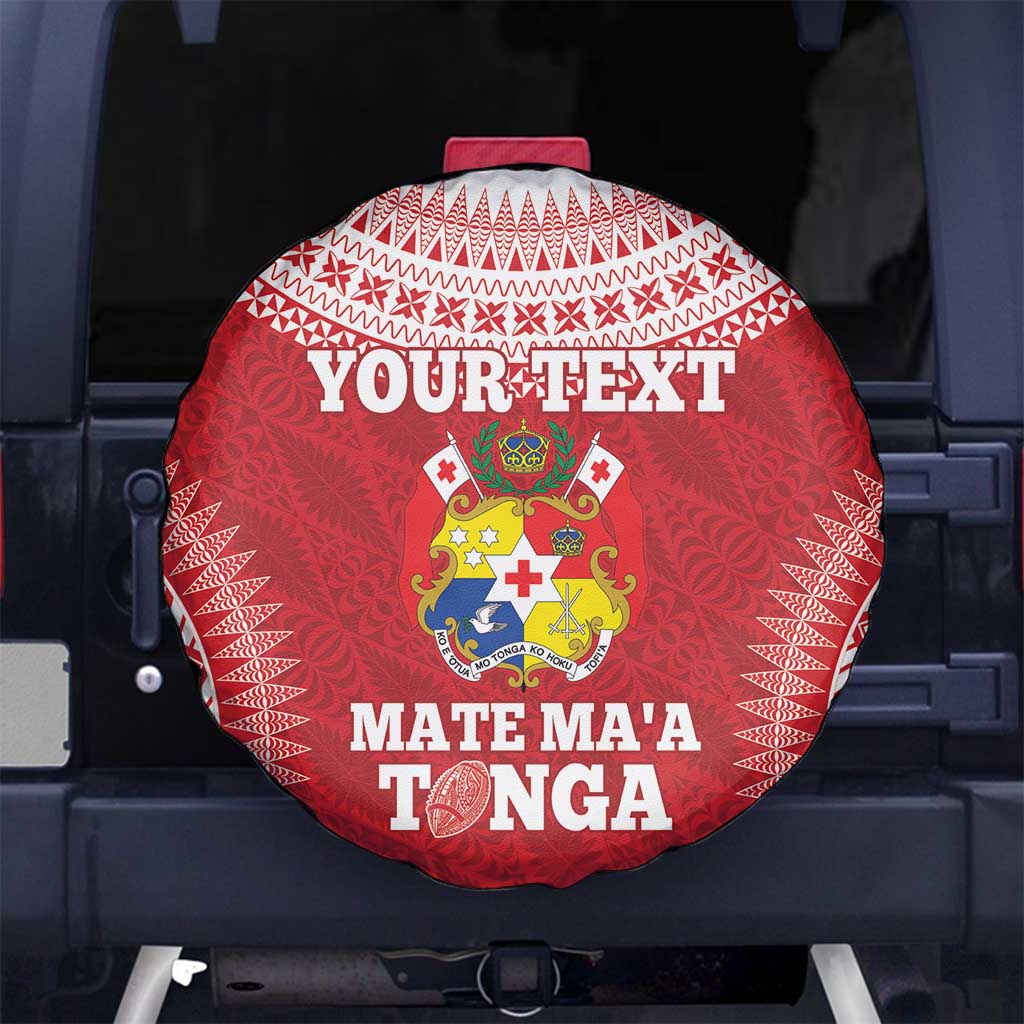 Custom Tonga Mate Maa Spare Tire Cover Go Champions Tongan Ngatu - Red LT14 - Polynesian Pride