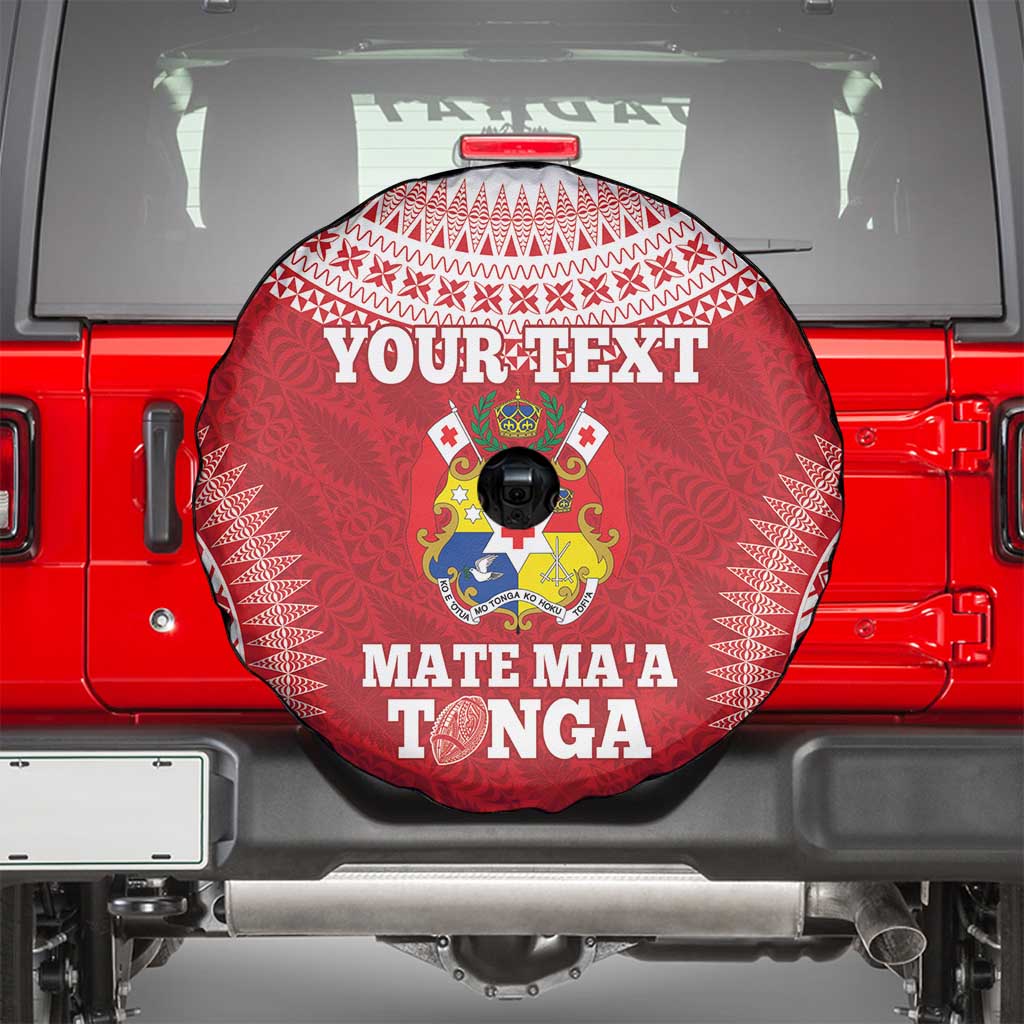 Custom Tonga Mate Maa Spare Tire Cover Go Champions Tongan Ngatu - Red LT14 - Polynesian Pride