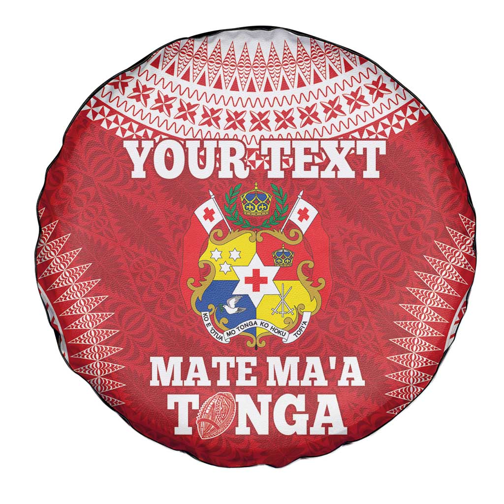 Custom Tonga Mate Maa Spare Tire Cover Go Champions Tongan Ngatu - Red LT14 - Polynesian Pride