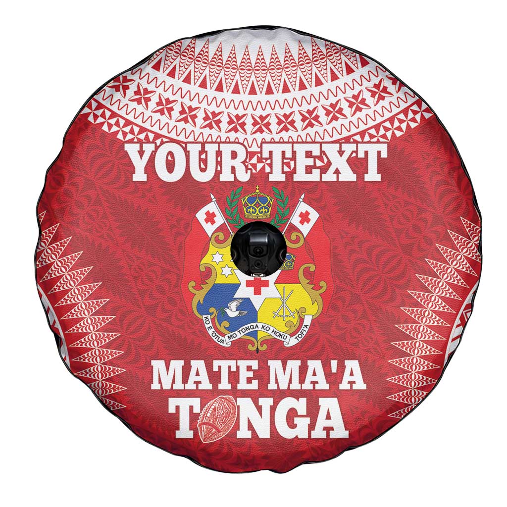 Custom Tonga Mate Maa Spare Tire Cover Go Champions Tongan Ngatu - Red LT14 - Polynesian Pride