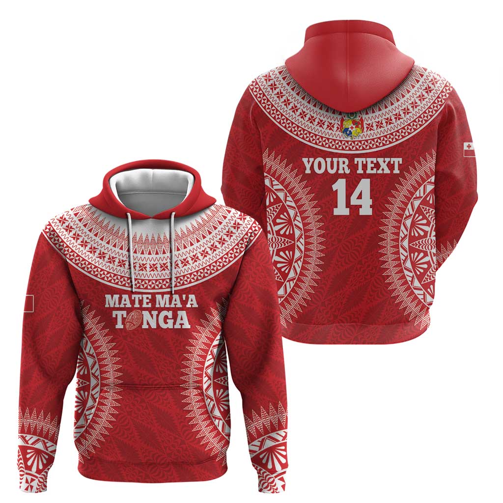 Custom Tonga Mate Maa Zip Hoodie Go Champions Tongan Ngatu - Red