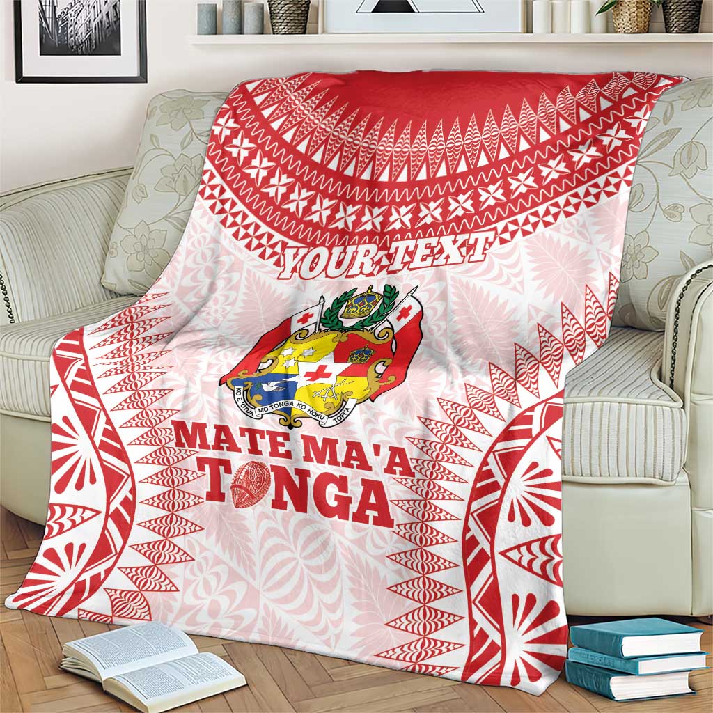 Custom Tonga Mate Maa Blanket Go Champions Tongan Ngatu - White