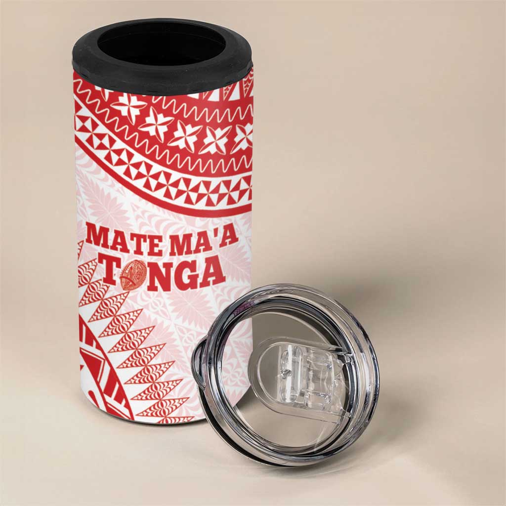 Personalised Tonga Mate Maa 4 in 1 Can Cooler Tumbler Go Champions Tongan Ngatu - White