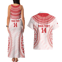 Custom Tonga Mate Maa Couples Matching Tank Maxi Dress and Hawaiian Shirt Go Champions Tongan Ngatu - White
