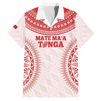 Custom Tonga Mate Maa Family Matching Off Shoulder Short Dress and Hawaiian Shirt Go Champions Tongan Ngatu - White