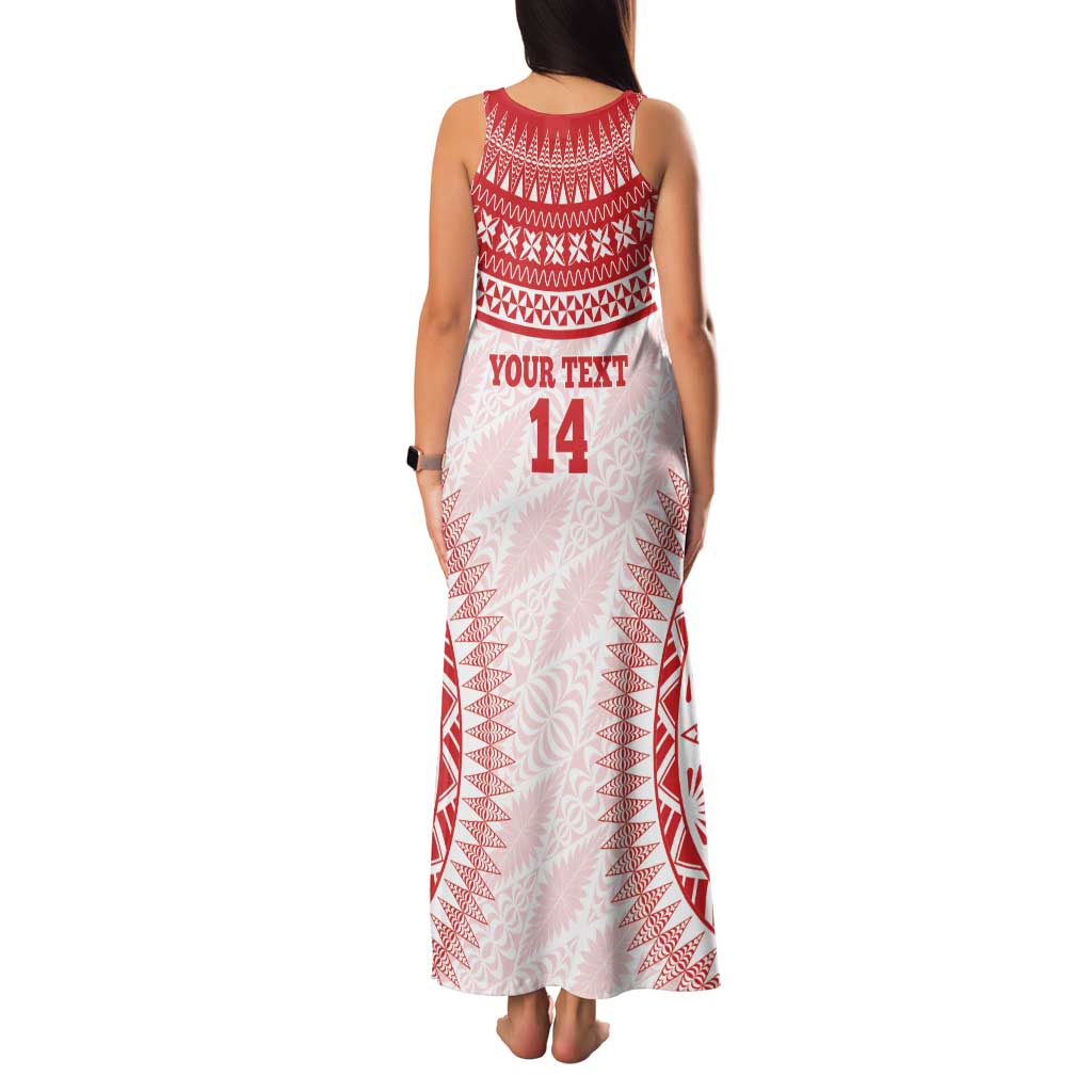 Custom Tonga Mate Maa Family Matching Tank Maxi Dress and Hawaiian Shirt Go Champions Tongan Ngatu - White