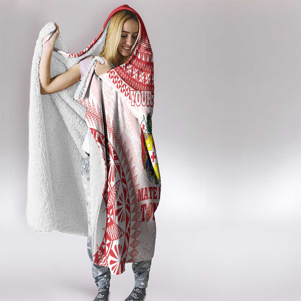 Custom Tonga Mate Maa Hooded Blanket Go Champions Tongan Ngatu - White