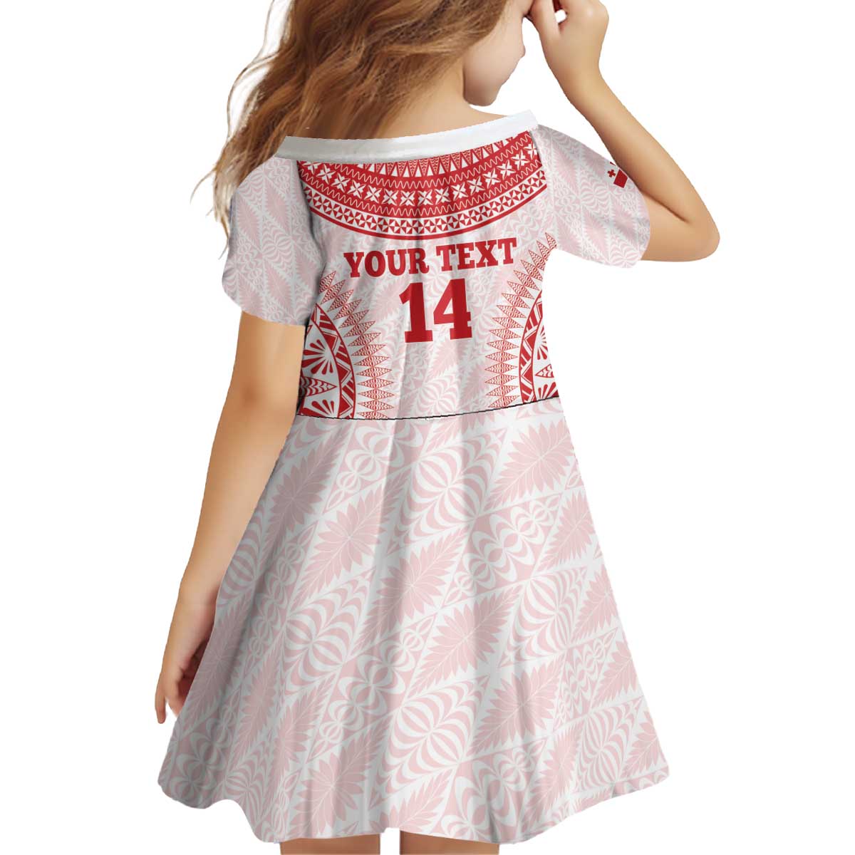 Custom Tonga Mate Maa Kid Short Sleeve Dress Go Champions Tongan Ngatu - White