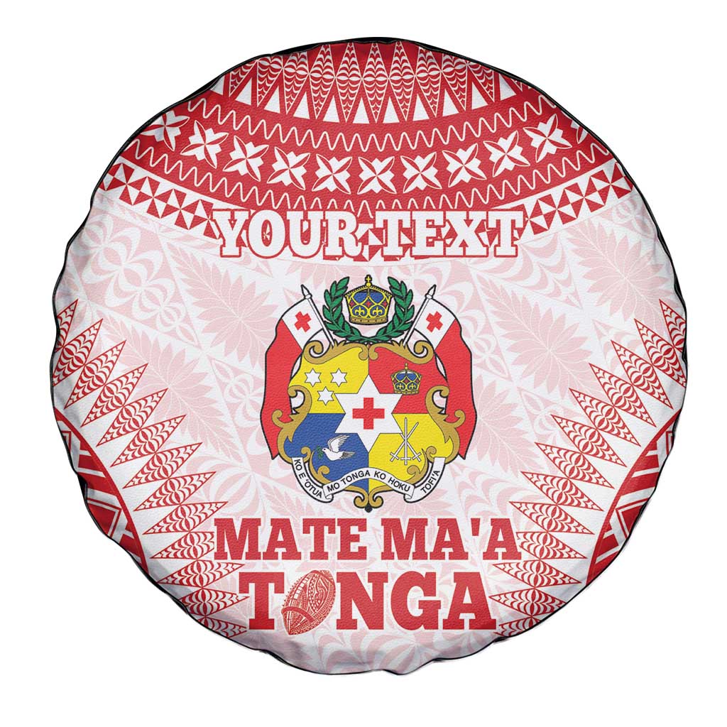 Custom Tonga Mate Maa Spare Tire Cover Go Champions Tongan Ngatu - White