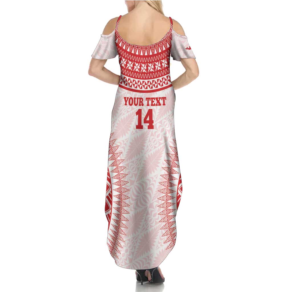 Custom Tonga Mate Maa Summer Maxi Dress Go Champions Tongan Ngatu - White