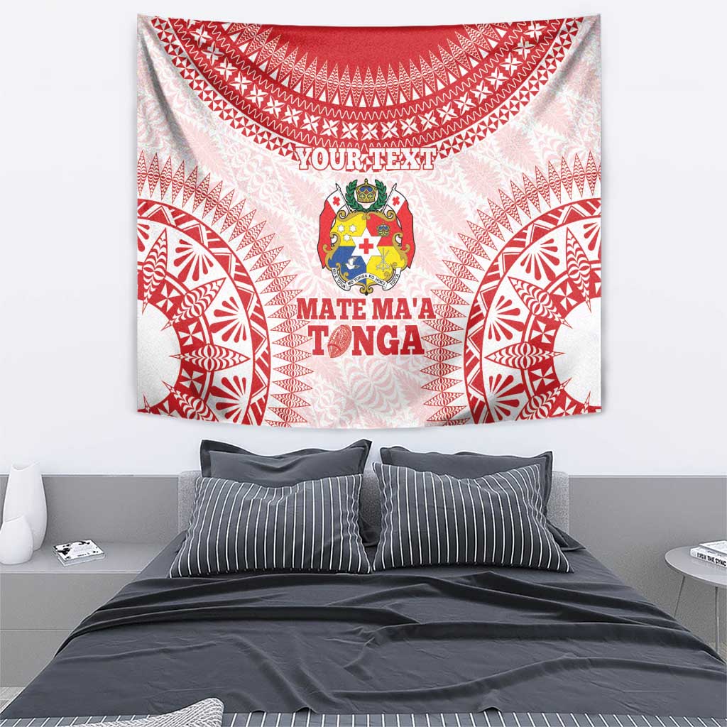 Custom Tonga Mate Maa Tapestry Go Champions Tongan Ngatu - White