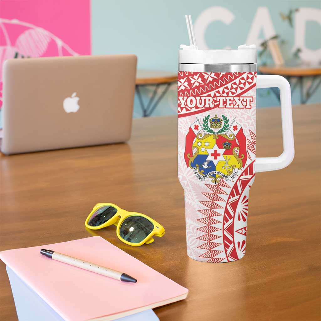 Personalised Tonga Mate Maa Tumbler With Handle Go Champions Tongan Ngatu - White