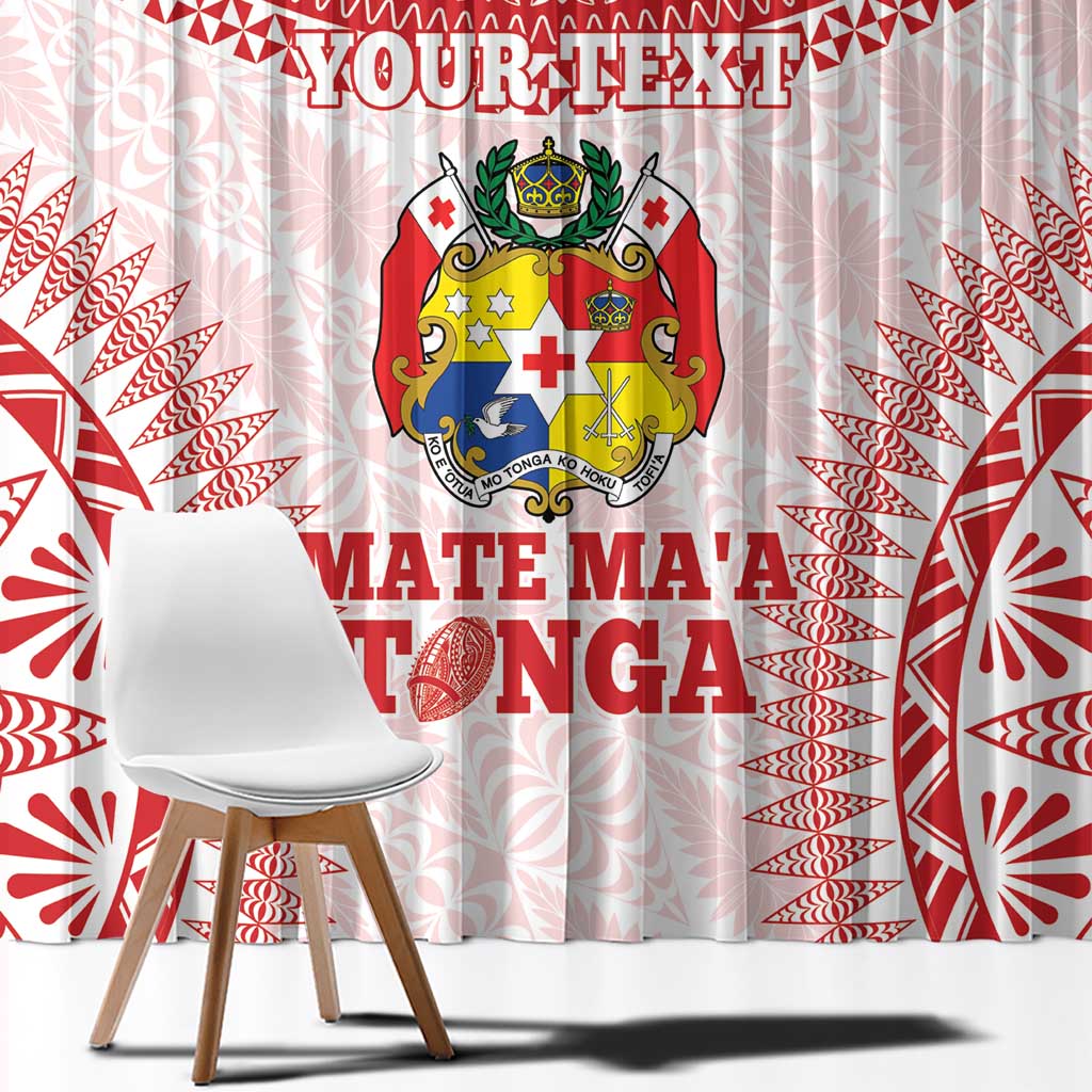 Custom Tonga Mate Maa Window Curtain Go Champions Tongan Ngatu - White