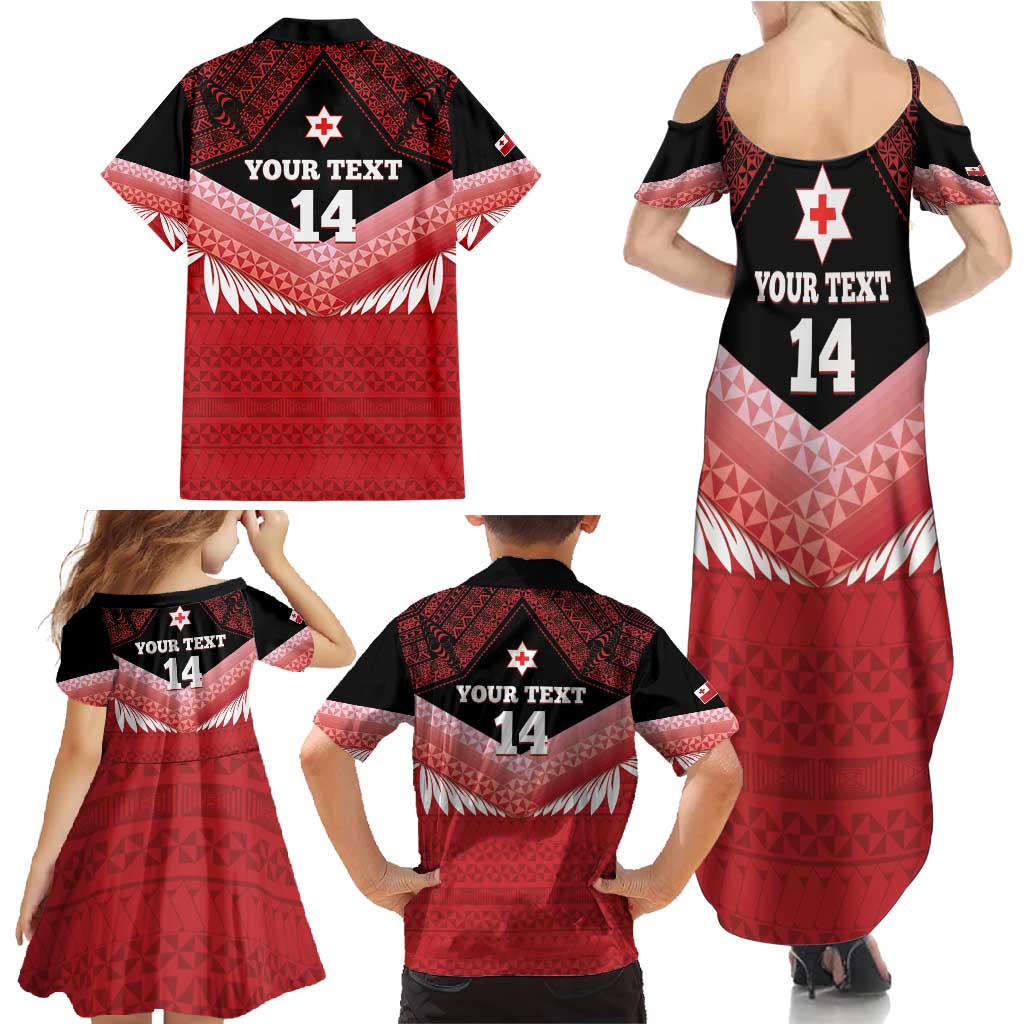 Custom Mate Maa Tonga XIII Family Matching Summer Maxi Dress and Hawaiian Shirt Tongan Kupesi Ngatu - Rugby Style