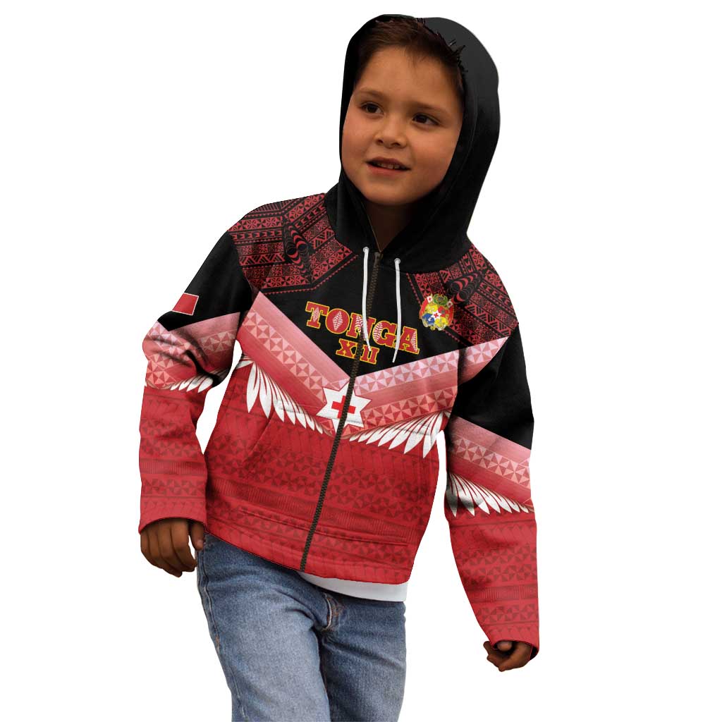Custom Mate Maa Tonga XIII Kid Hoodie Tongan Kupesi Ngatu - Rugby Style