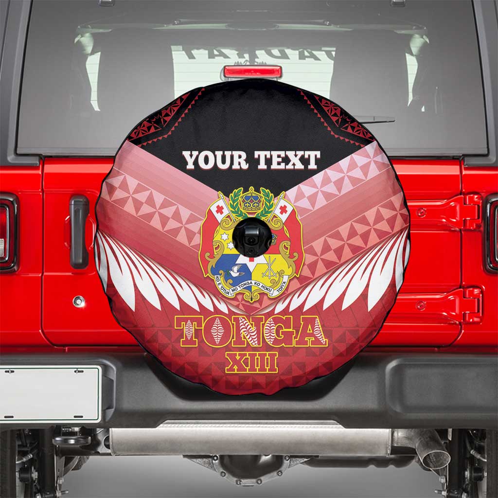 Custom Mate Maa Tonga XIII Spare Tire Cover Tongan Kupesi Ngatu - Rugby Style