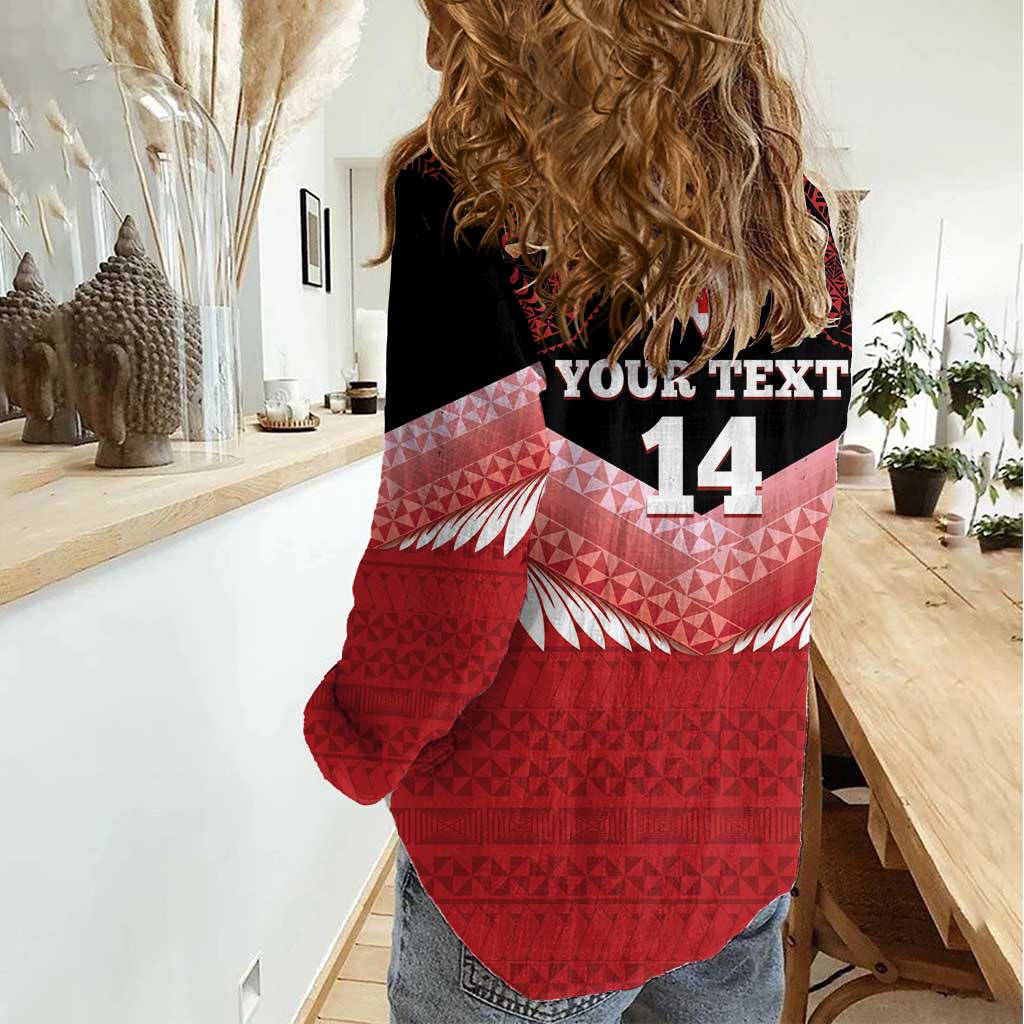 Custom Mate Maa Tonga XIII Women Casual Shirt Tongan Kupesi Ngatu - Rugby Style