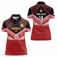 Custom Mate Maa Tonga XIII Women Polo Shirt Tongan Kupesi Ngatu - Rugby Style
