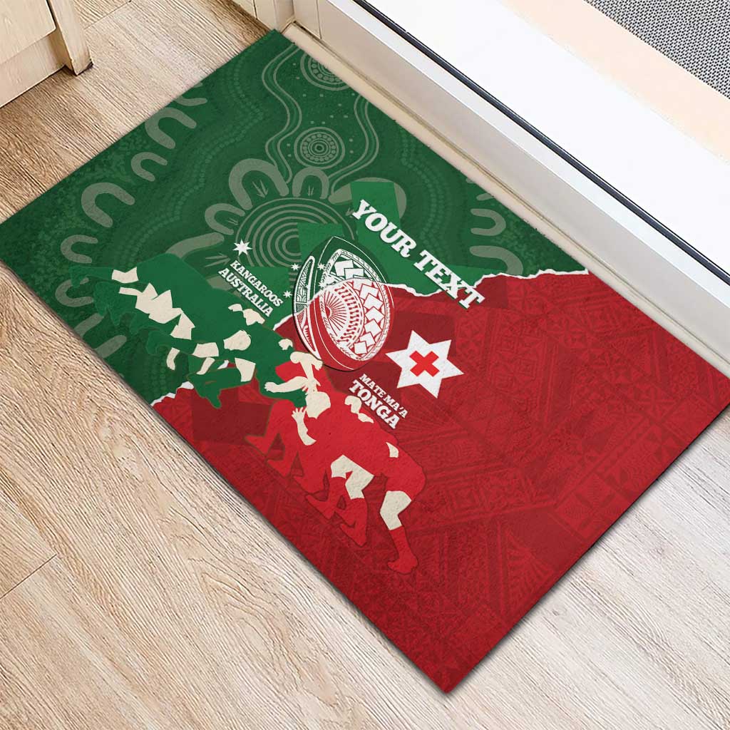 Custom Tonga And Australia Rugby Rubber Doormat Mate Maa Tongan Ngatu Mix Kangaroos Aboriginal