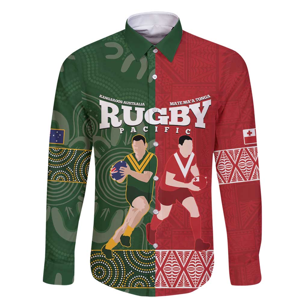 Custom Mate Maa Tonga And Kangaroo Australia Family Matching Tank Maxi Dress and Hawaiian Shirt Tongan Kupesi Mix Aboriginal Art